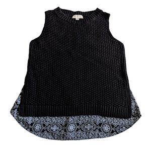 Ann Taylor LOFT Textured Sweater Vest Layered Chiffon Panel Hem Design